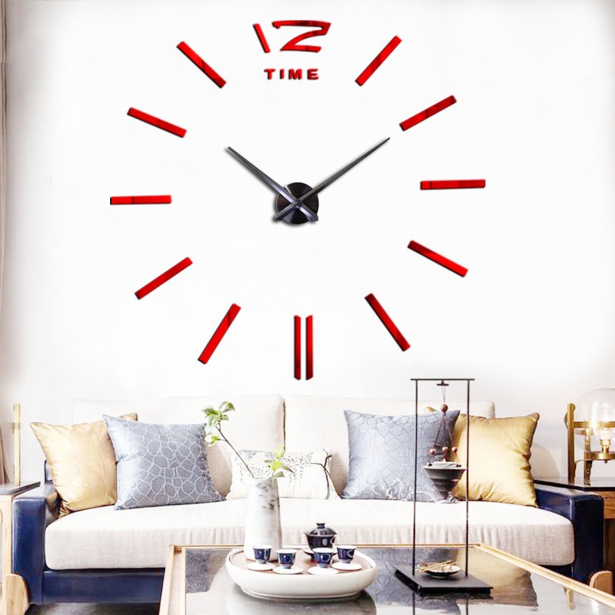 Reloj de pared 3D de gran tamaño DIY, espejo/etiqueta de pared creativa, reloj de pared minimalista moderno