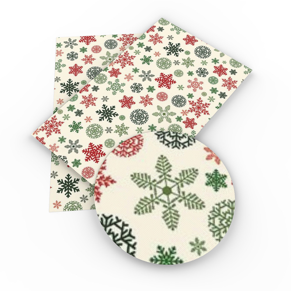 クリスマス雪花模様の薄いポリエステル綿や四面弾ニット生地のプリント生地手作りdiyシャツスカート服装生地