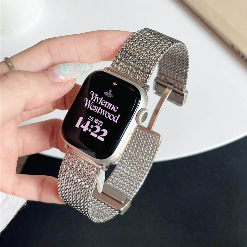 Silver - wheat ear wide 22mm [magnetic clasp] / Single watch strap [no accessories]