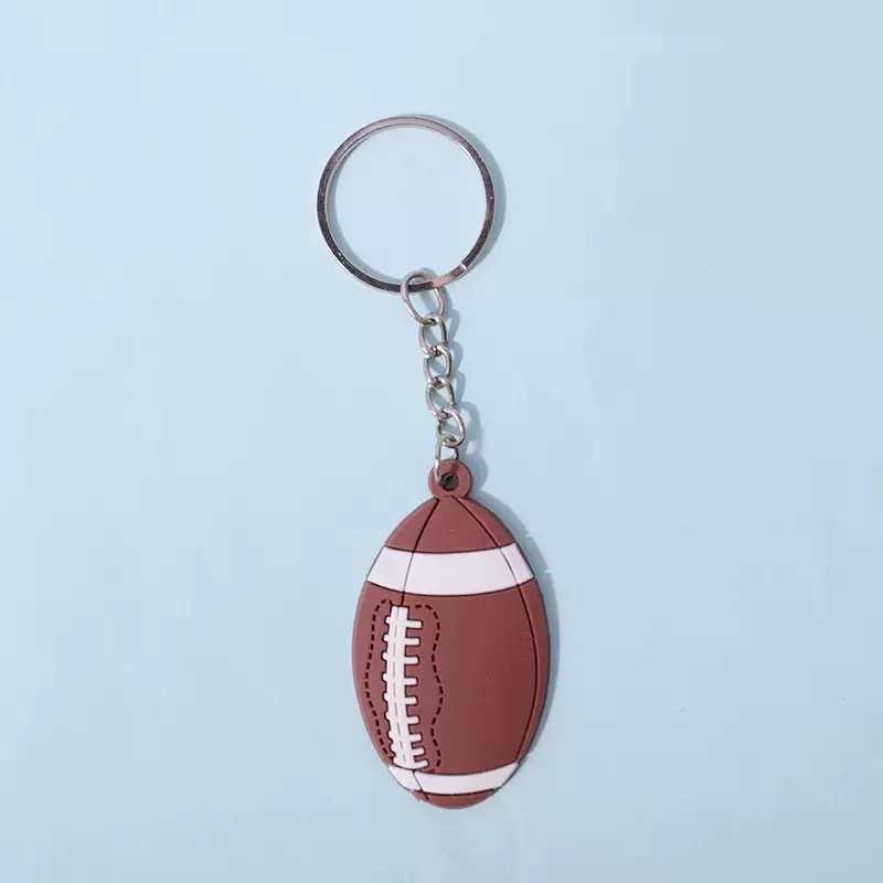Llavero de fútbol, deportes, pelota, dibujos animados, PVC, goma suave, mochila escolar, accesorios de regalo, explosión transfronteriza de Amazon
