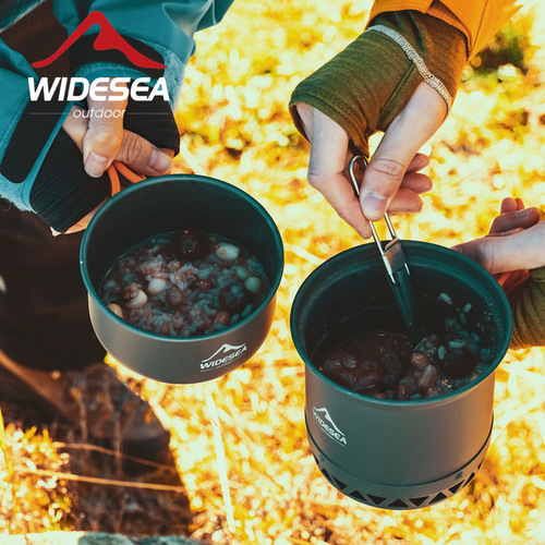 Widesea camping pot set, single-person energy gathering camping pot, portable hiking and mountaineering outdoor cooking pot