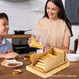 竹制家用面包切片机面包盘菜板可折叠面包切片器面包屑收集盘