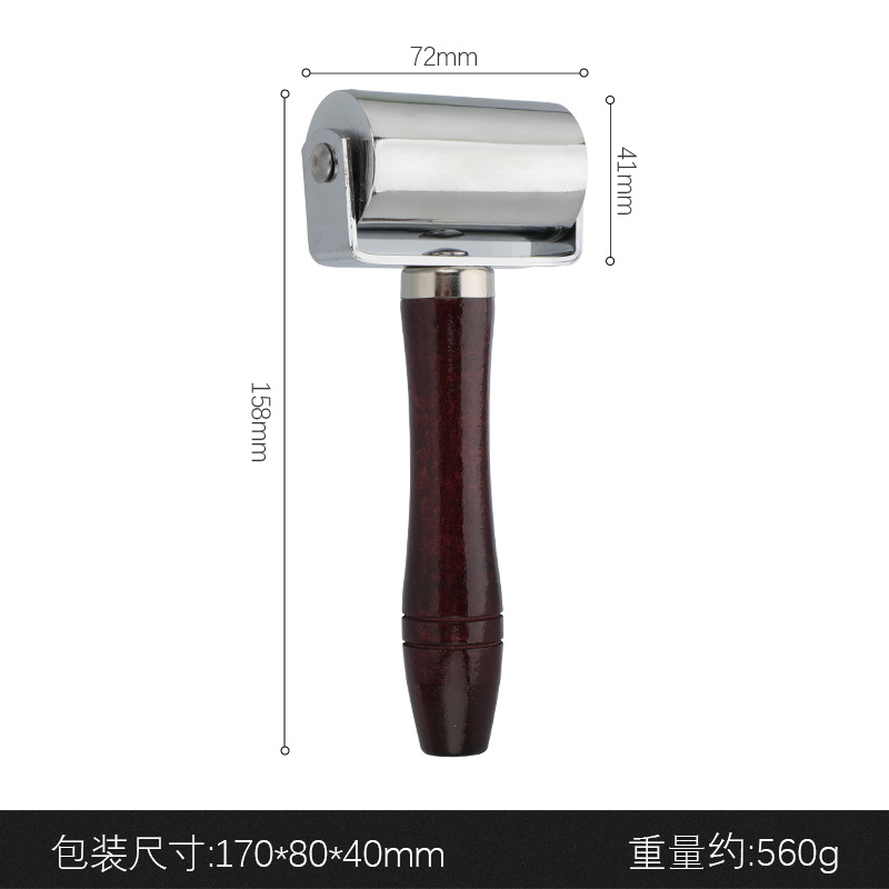 Original mango de madera rodillo rueda de empuje rodillo herramienta de prensado de cuero rodillo de borde oscuro borde grande rodillo de hierro
