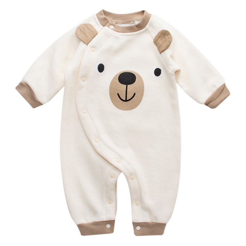 Nuevo bebé otoño fleece-forrado salida mono 0-6 meses bebé cálido polar oso mameluco traje