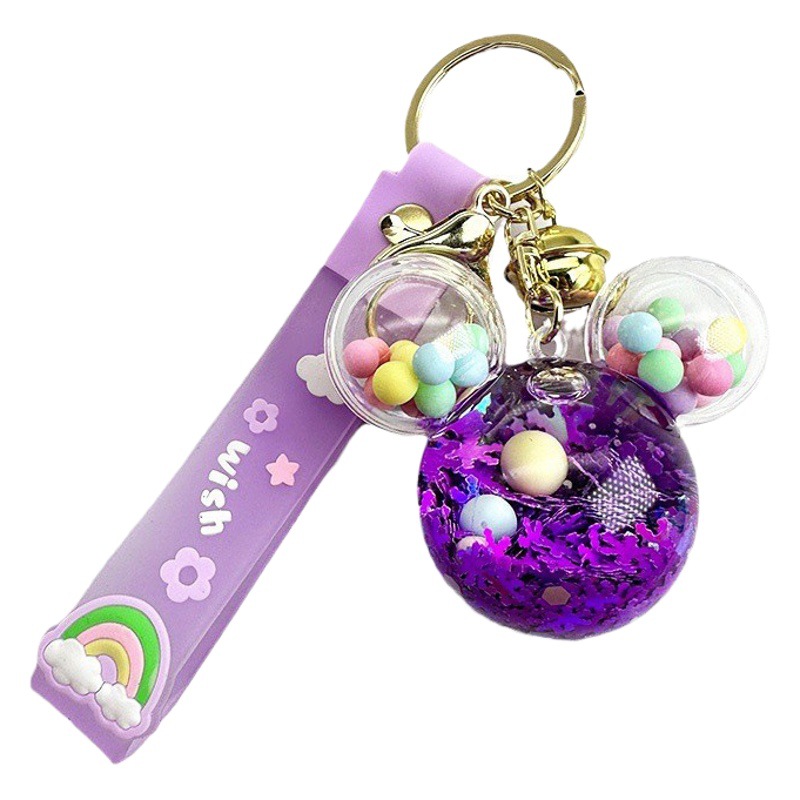 En línea de dibujos animados de la celebridad Mickey cabeza caramelo arenas movedizas llavero femenino exquisito lindo mochila colgante par bolsa llavero