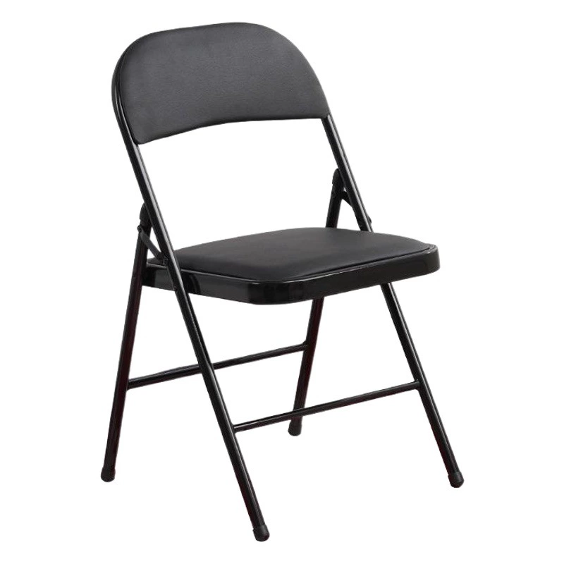 Металлический складной стул Кожаная спинка Офисный стул Домашний обеденный стул Студенческое общежитие Учебный стул Простой компьютерный стул
