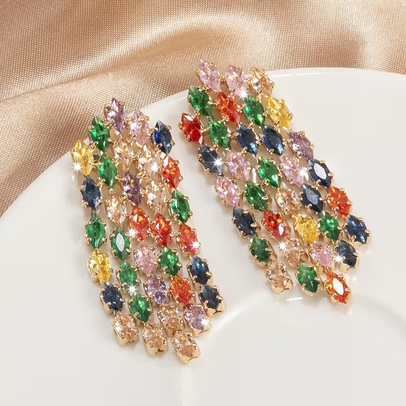 fashionable sophisticated earrings with zircon