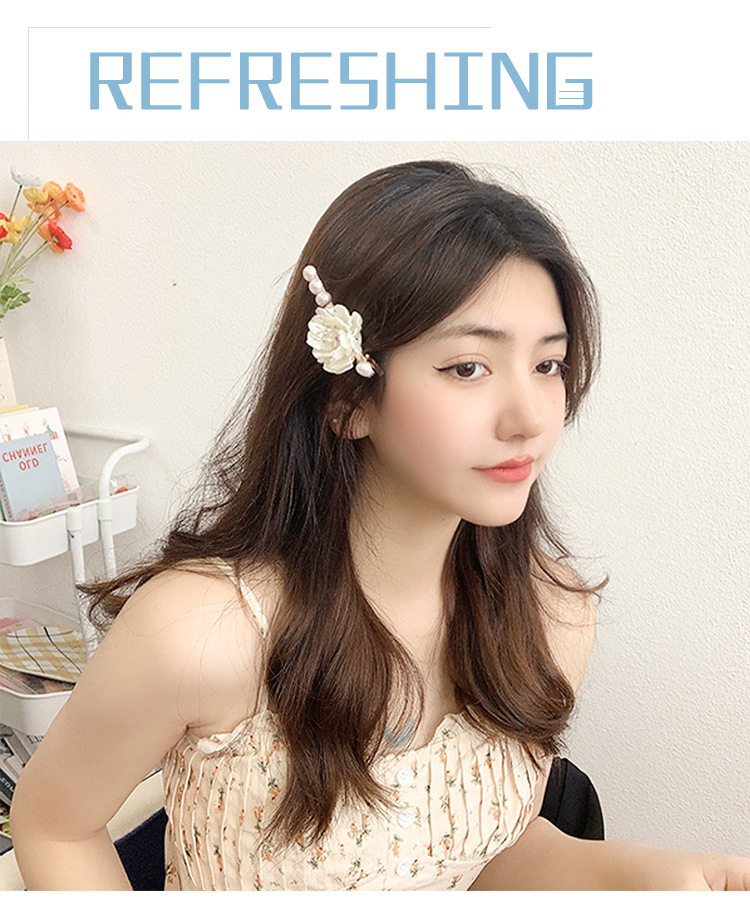 Sweet Pearl Hairpin Korean Super Immortal Camellia Flower Side Clip Internet Celebrity High-grade Side Hairpin Female Bangs Clip_voghion.com