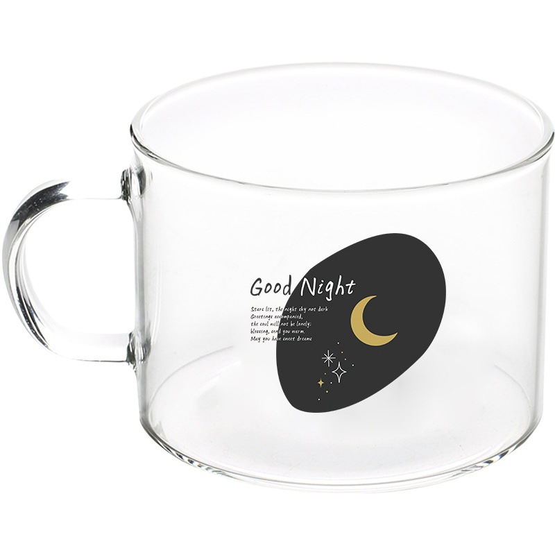 Vidrio nórdico con mango creativo hogar yogur taza de cereales gran capacidad taza de agua transparente ins leche taza de desayuno