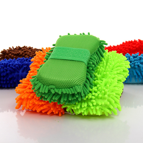 Large coral velvet car wash 8-character sponge block car wash glove water-absorbent Chenille cleaning rag car wash glove
