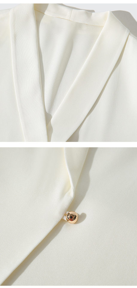 Áo blazer nữ satin thắt eo dáng ôm kiểu Pháp thanh lịch — Trắng ngọc trai, Xám nhạt, Đen đá chi tiết 19