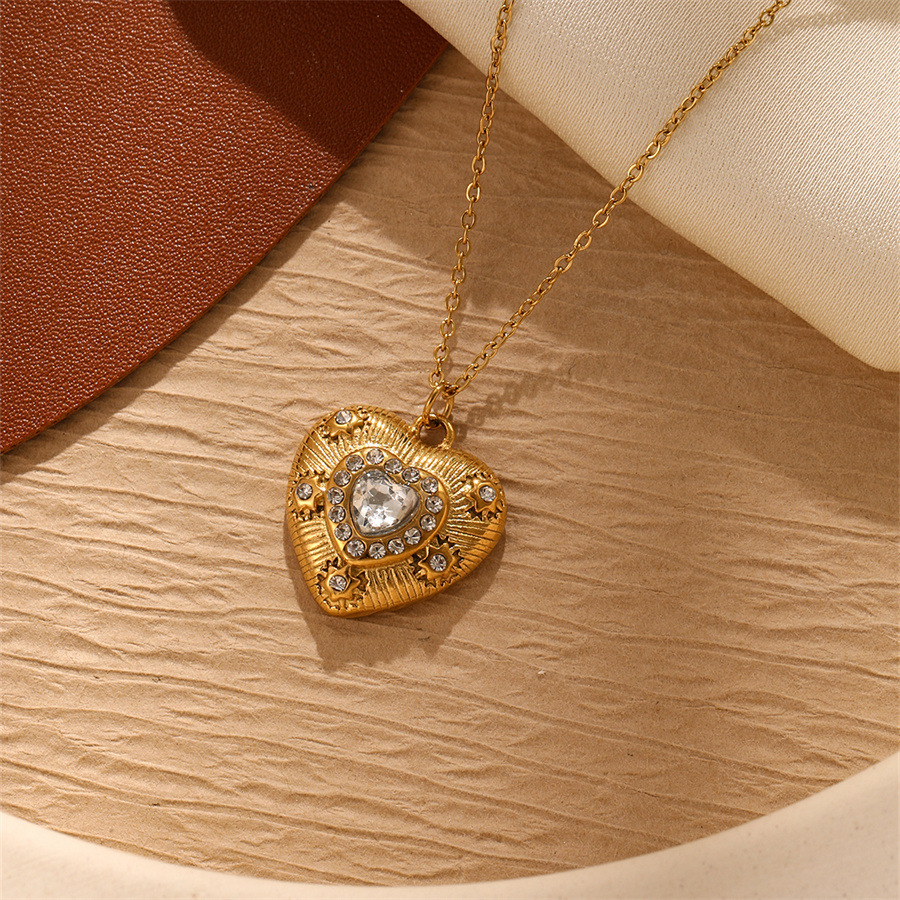 Women's Gender Wholesale Jewelry Casual Simple Style Geometric Heart Shape 304 Stainless Steel Artificial Pearls Inlay Pendant Necklace