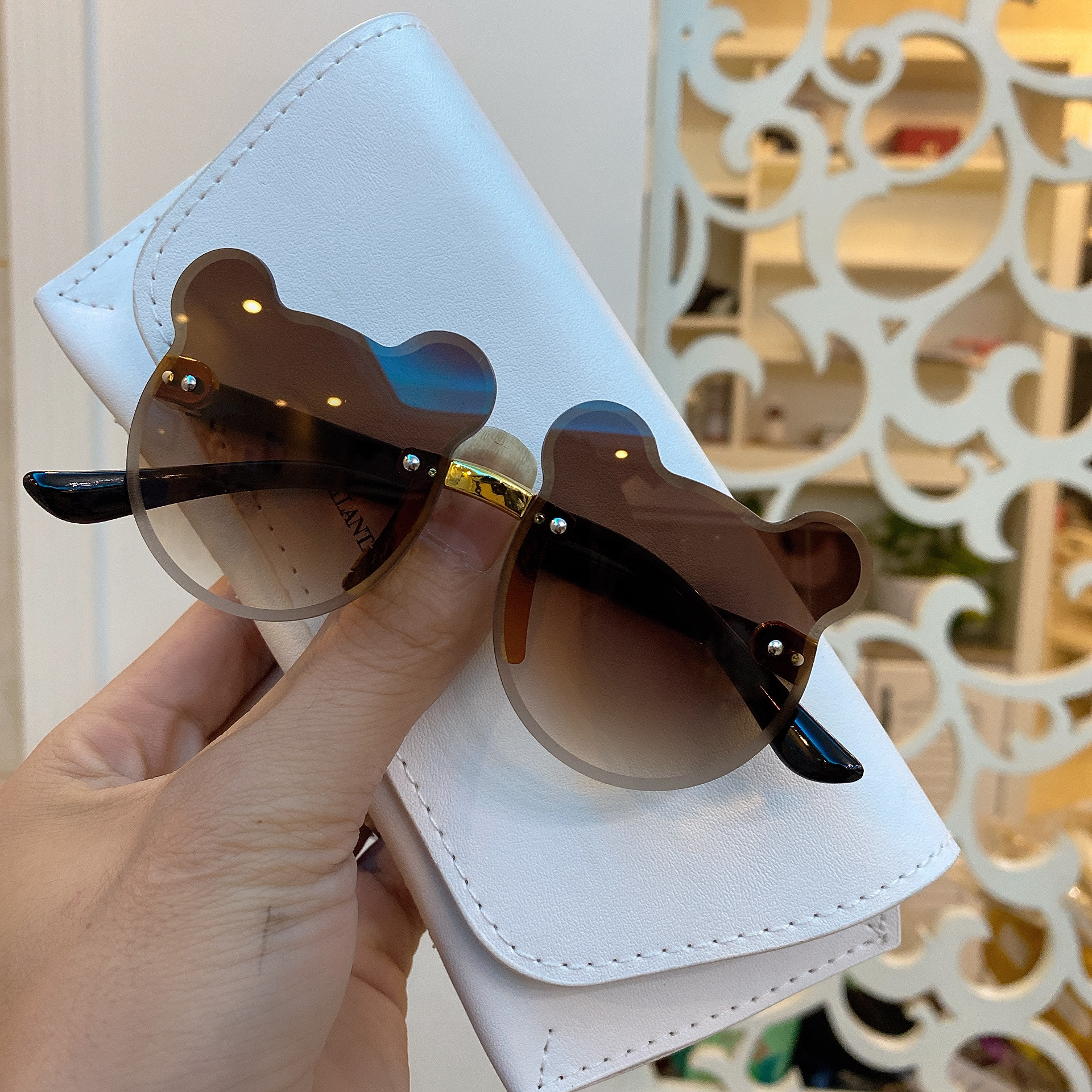 Sunglasses Classification Ac, UV400 Protection Lens Material Korean Style Ac UV400 Protection Cat Eye Frameless Kids Sunglasses