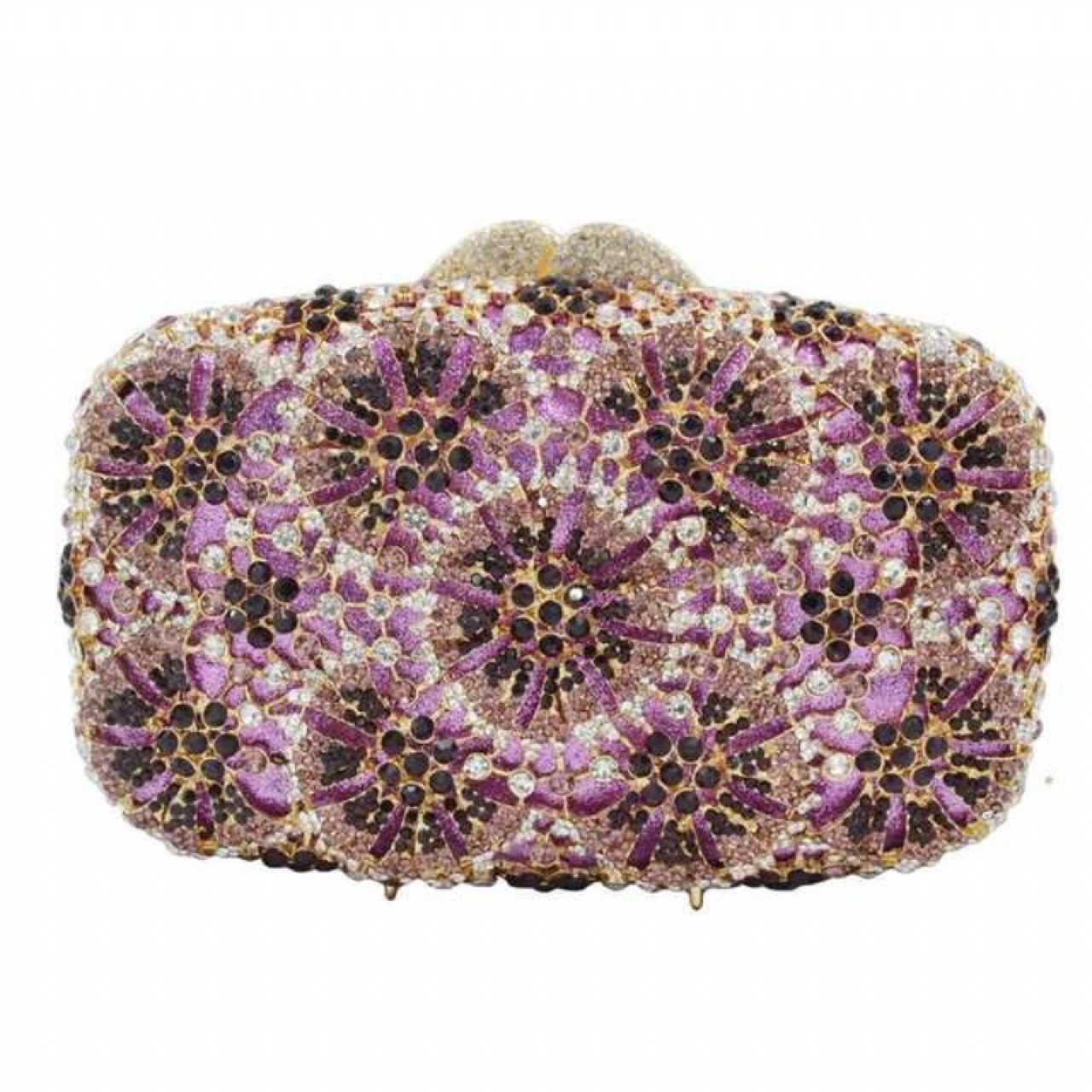 Túi clutch nữ đính kim cương hoa văn bồ công anh chạm rỗng dự tiệc — Vàng kim AB