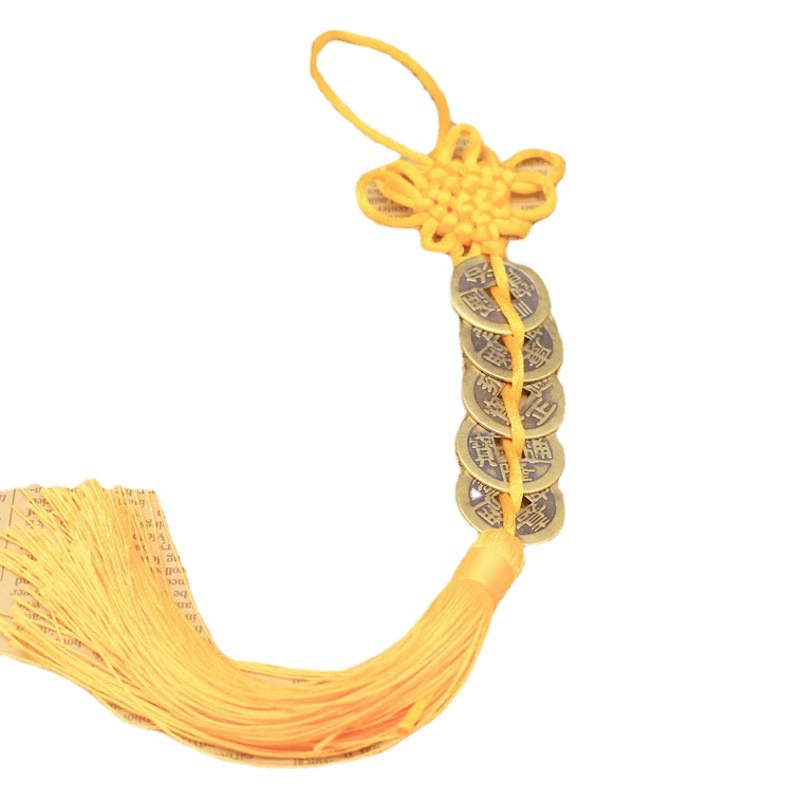 Автомобильный кулон из сплава монет «Пять императоров», орнамент, китайский узел, имитация меди, кулон «от двери до двери», украшение, подвесной кулон, уличный киоск, интернет-знаменитости.