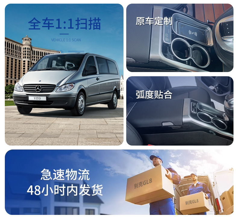 Suitable for Mercedes-Benz New Vito Armrest Box V260 Viano Armrest Box Car Interior 24 Models Vito Cross-Border Exclusive Supply