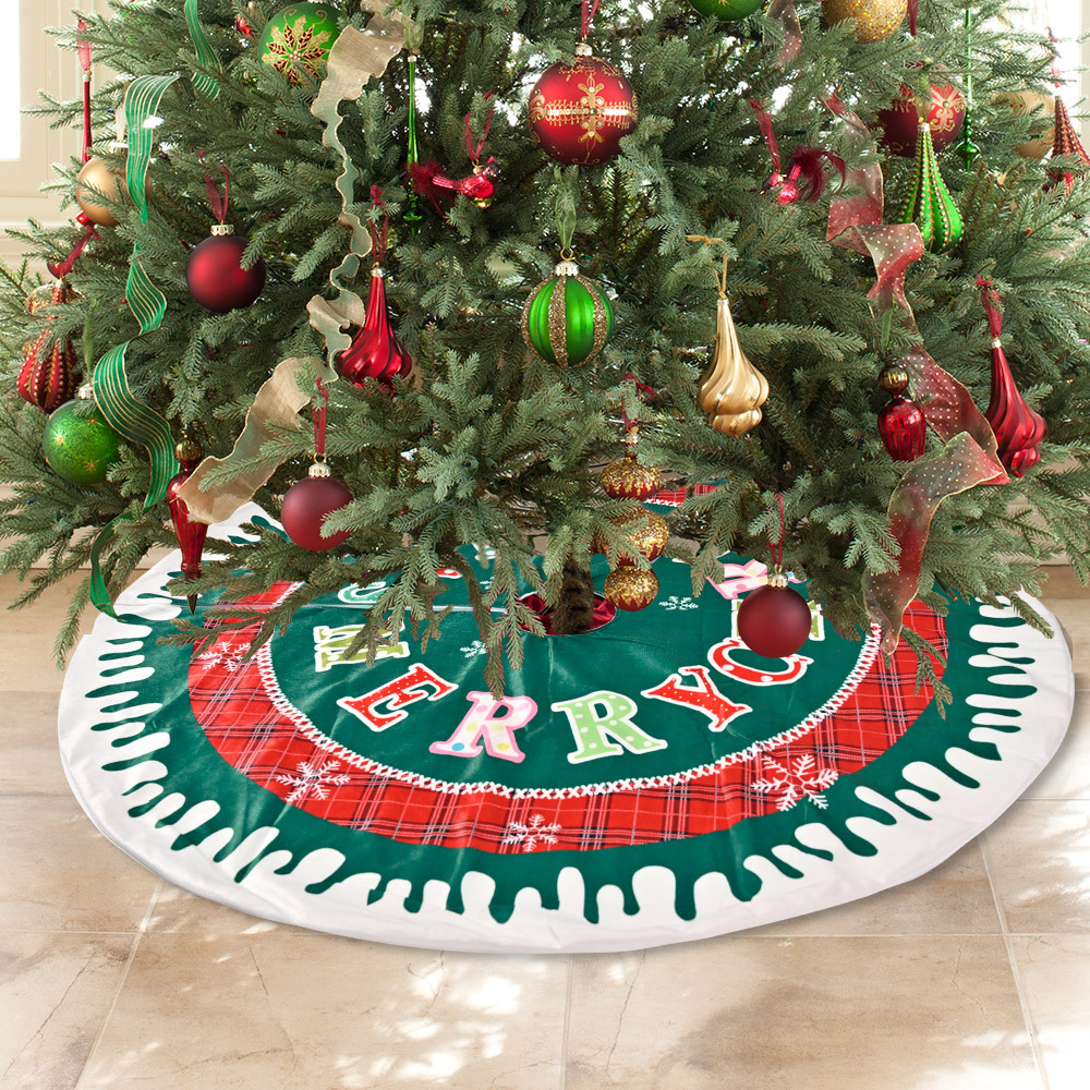 Christmas New Christmas Decoration Christmas Tree Dress Christmas Plaid Snowflake English Tree Dress Christmas Tree Bottom Decoration_voghion.com