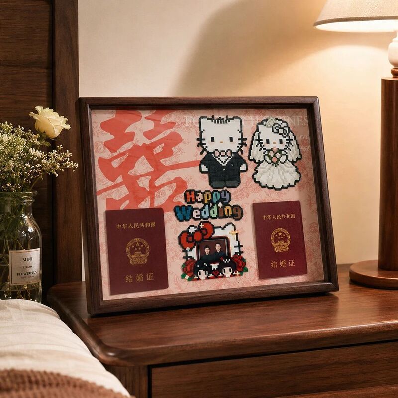 Dopamine Hello Kitty Bead Photo Frame Wedding Gift Cute Wedding Present for Friends Engagement Decoration Dopamine Hello Kitty Bead Photo Frame Wedding Gift Cute Wedding Present for Friends Engagement Decoration