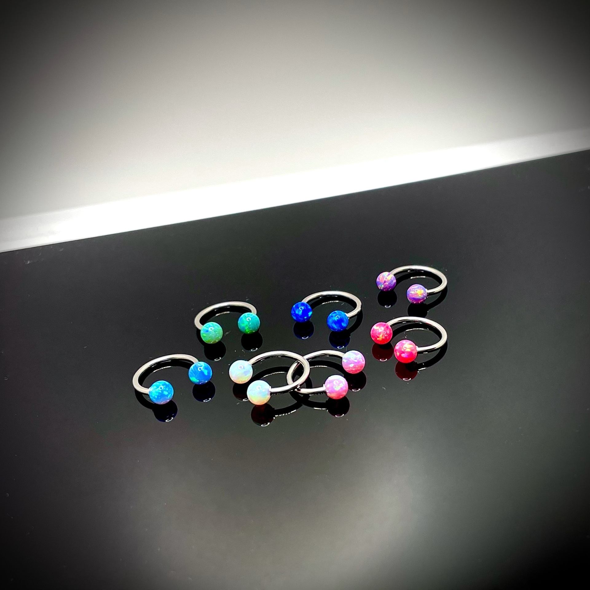 Opal Lip Ring Horseshoe Ring Lip Stud Stainless Steel Body Piercing Jewelry for Lip Lip Piercing detail image 9