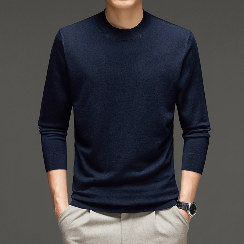 기계 세탁기 48 PCTS 최악의 스웨터 남자의 가을 및 겨울 얇은 순수한 양모 라운드 넥 티셔츠 니트 티셔츠 탑