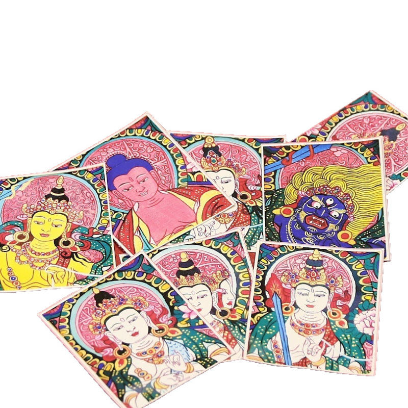 手描きの金描きチベット生の8つの守護者ザキラムタンカ卸売絵画コアボックス特別なキャンバス|undefined