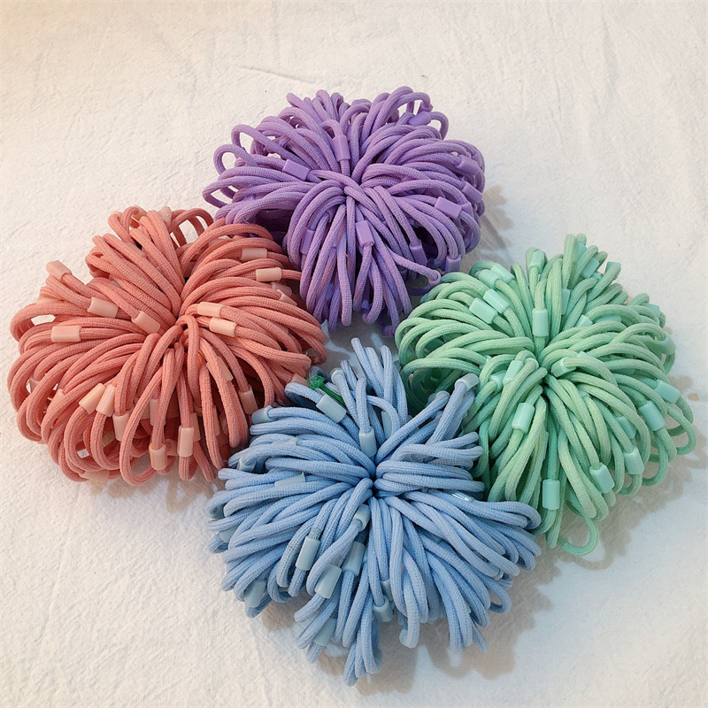 [Pequeño anillo largo con hebilla] DIY niños materiales hechos a mano cuerda de cabeza de alta elasticidad color caramelo no daña correa de cabello tocado