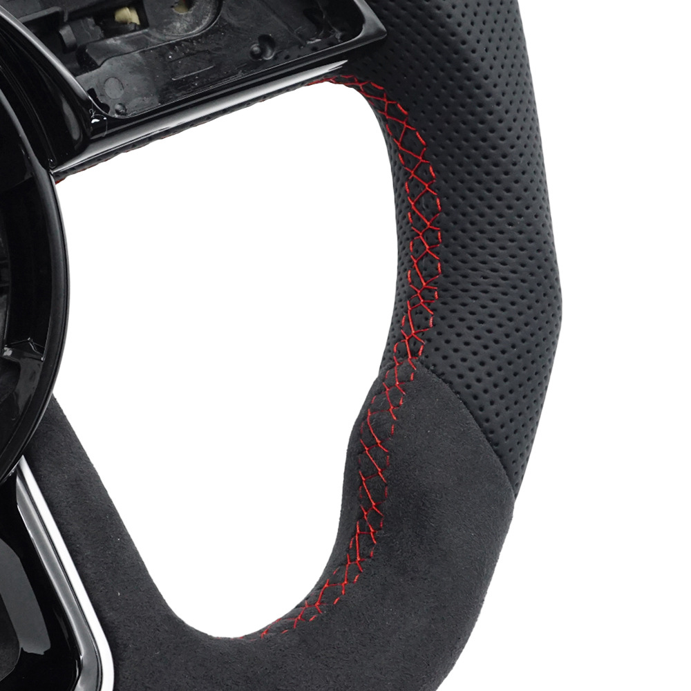Suitable for Audi A4B9 S model, suede perforated with red stitching, red center mark steering wheel, sports style with framed base