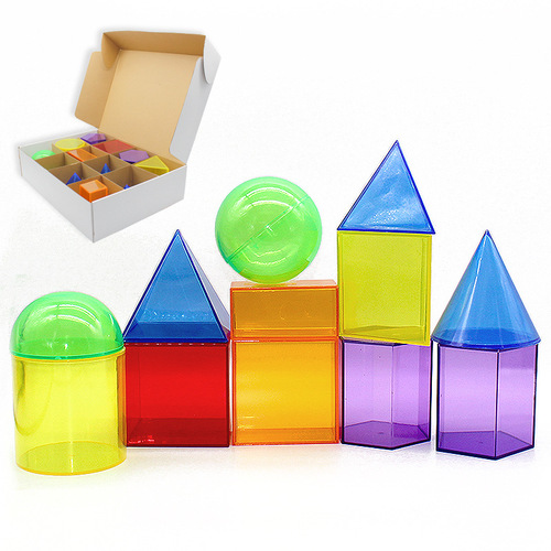 Direct selling transparent building blocks 10cm three-dimensional geometric shape combination early education educational toys cognitive intelligence development