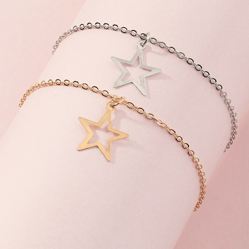 Joyería Al Por Mayor Conjunto De 2 Piezas De Pulsera Para Niños Con Colgante De Hueco Estrella De Cinco Puntas Nihaojewelry display picture 1