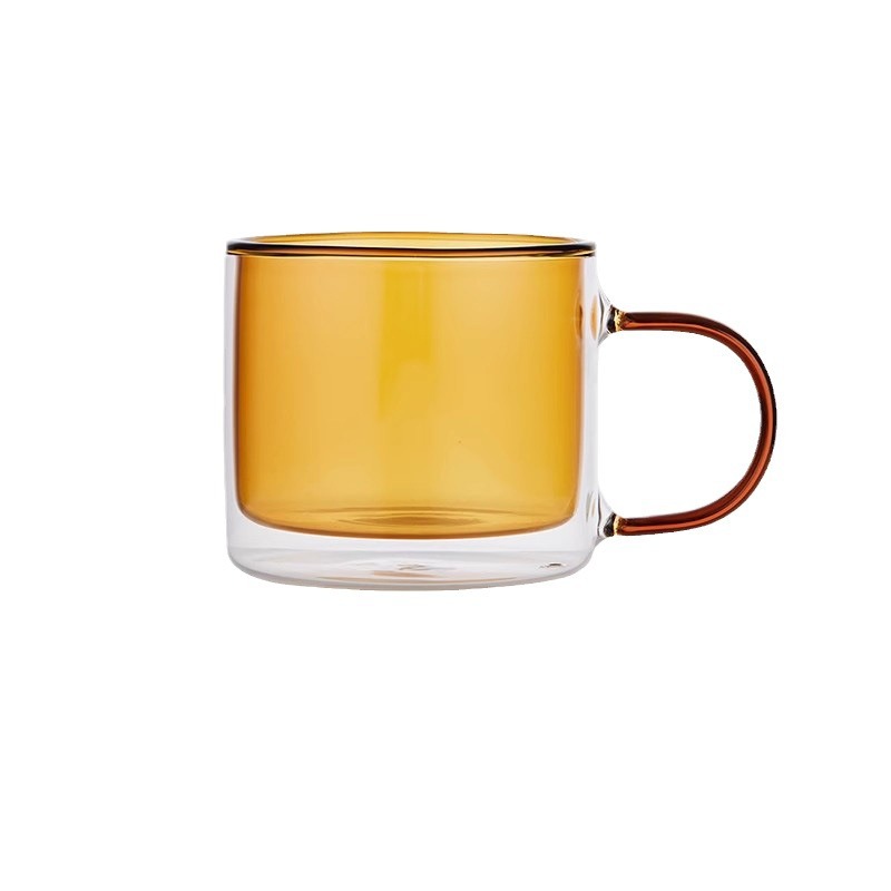 Traje DE ALTO aspecto taza de café de doble capa de vidrio con aislamiento de hielo taza de latte americano taza de desayuno taza de leche caja de regalo