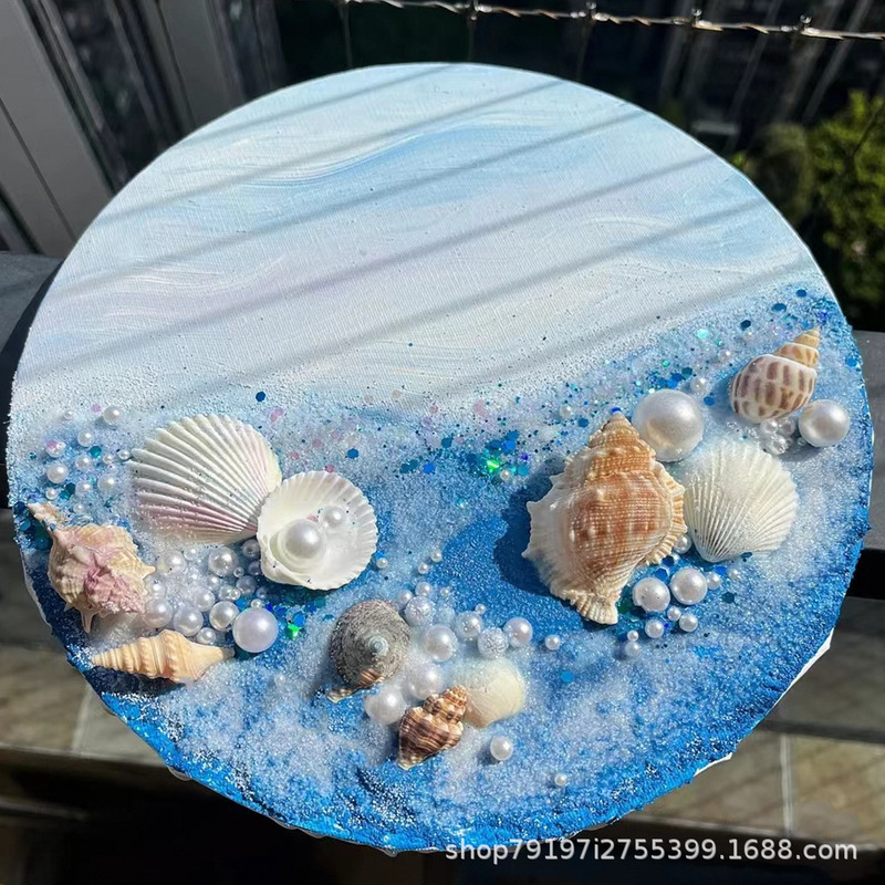 ビーチ波貝殻 diy テクスチャ絵画材料アクリル石英砂手作り額縁チームビルディング活動装飾絵画|undefined
