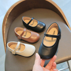 Children's Leather Shoes 2024 Spring New Korean Style Retro Single Shoes for Little Girls Princess Shoes 1-7 Years Old Soft Sole Learning to Walk Shoes