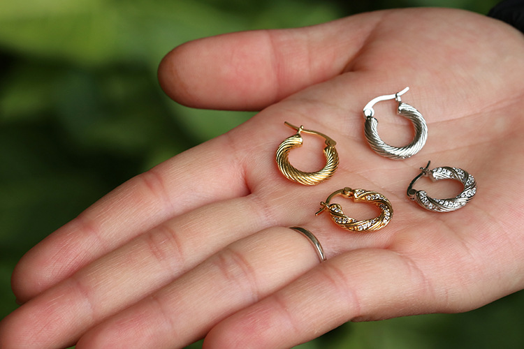 5g Weight Electroplating Gold Plating Process Korean Version Of New Full Diamond Circle Copper Earrings