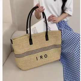 王子文同款大容量慵懒草编托特包2025新款海边度假单肩斜挎手提包