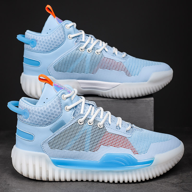 Chaussures de basket-ball Youth Fangs baskets nouvelles chaussures de combat bleues à friction avec chaussures d'entraînement sonores pour hommes du premier cycle du secondaire_voghion.com