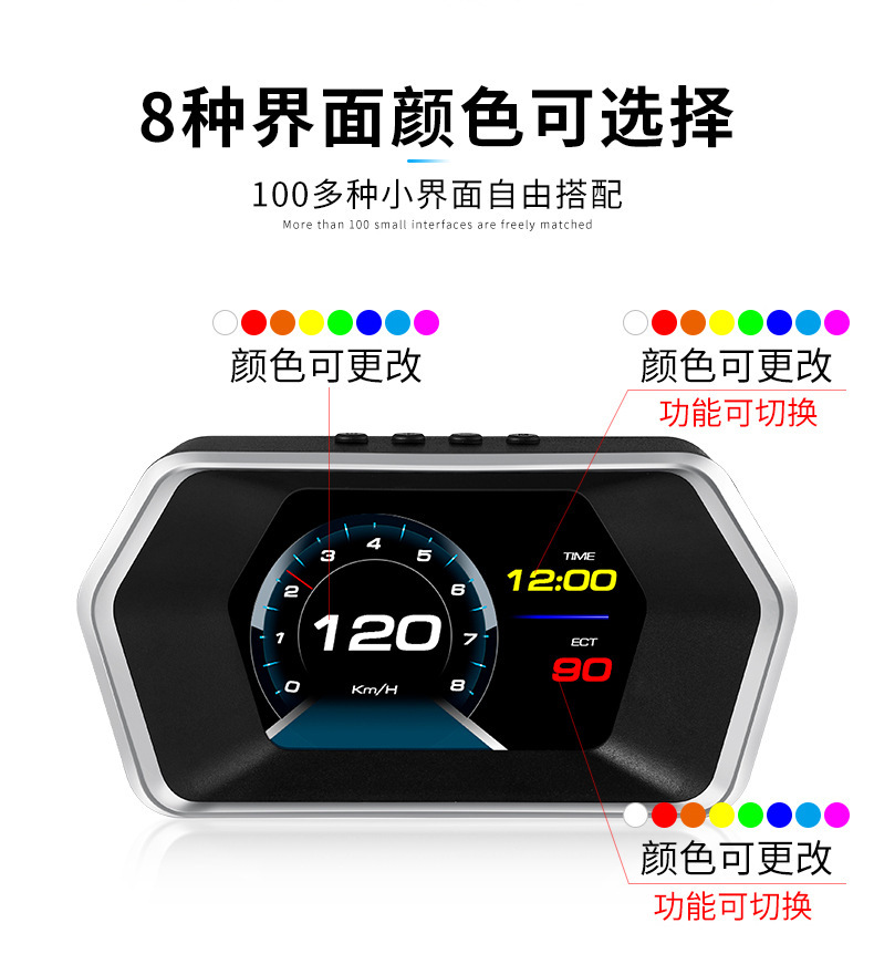 P17 Head-Up Display OBD+(GPS+Beidou) 4.3inch LED Color LCD Screen Display 5V USB Universal