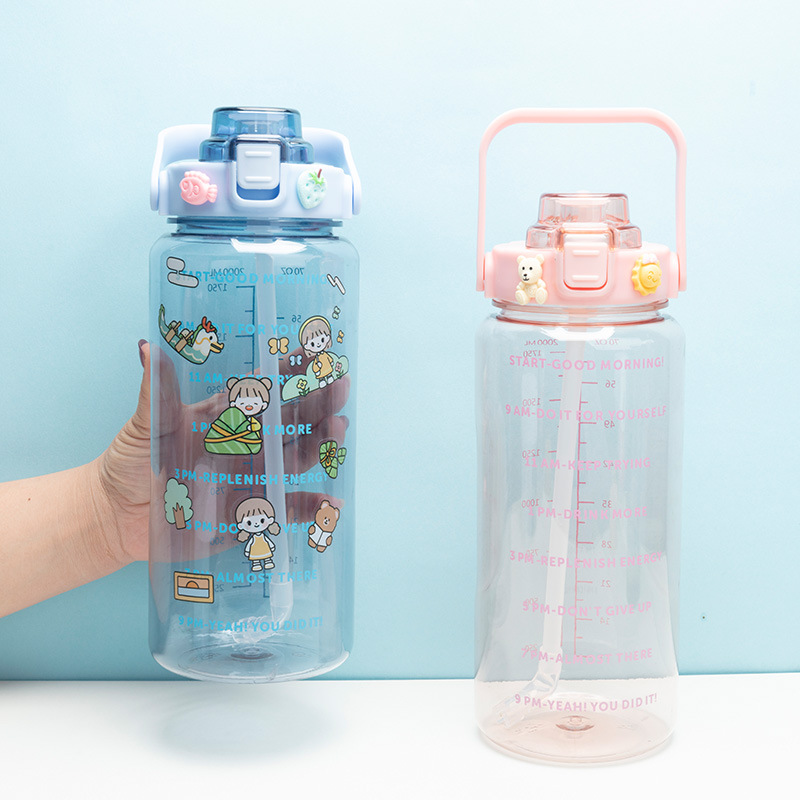 2000ml чайник большой емкости пластиковый спортивный стакан для воды Amazon питьевая чашка с шкалой для воды бутылка для портативного пространства