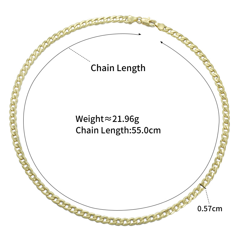 Xuping Europa y los Estados Unidos cruzando la frontera Cuba cadena clásica simple cadena de moda aleación de cobre chapado 14k collar joyería de mano
