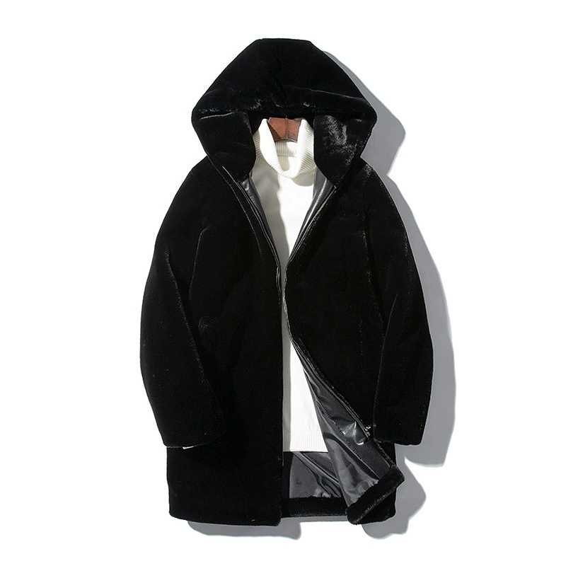 2021 зимняя утолщенная ветровка с капюшоном мужское свободное черное повседневное однотонное пальто