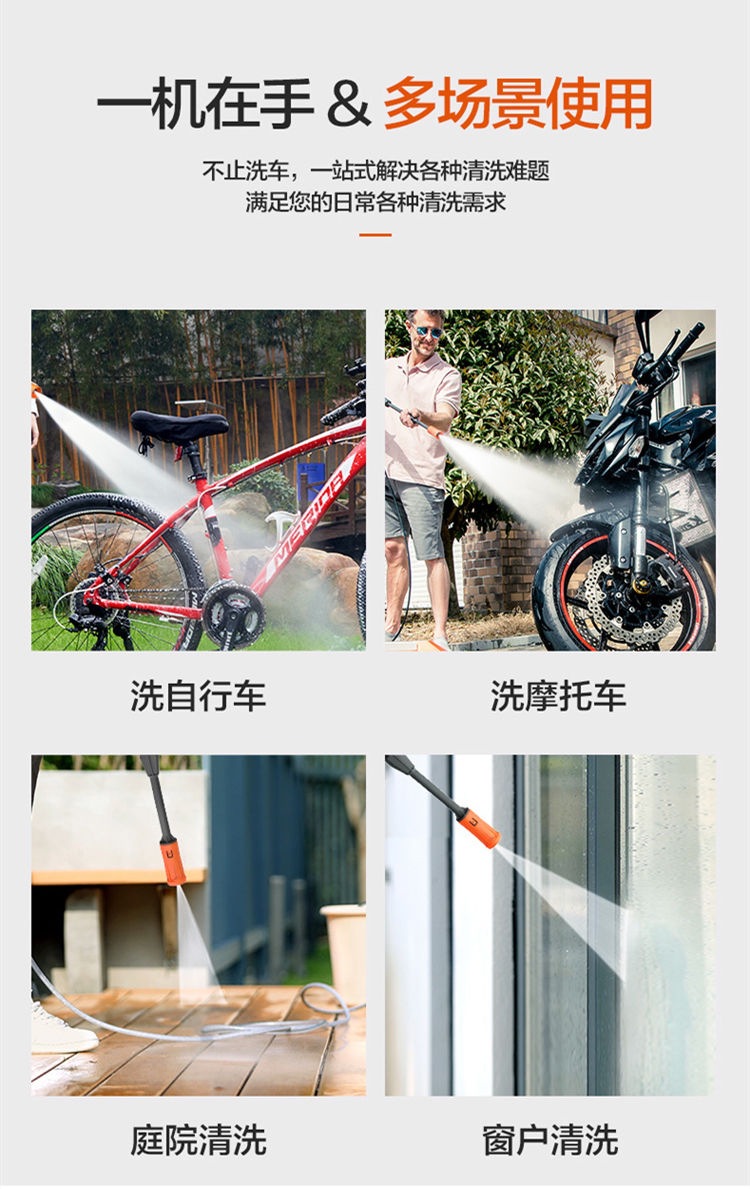 Jiepus F5 Portable Household Car Washer High-Pressure Washer with All-Copper Induction Motor Cleaning Machine Device