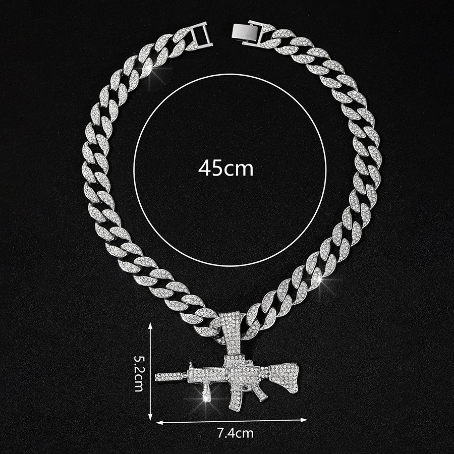 Hip-hop transfronterizo M4 colgante de diamante completo collar cubano para hombres cool nicho con accesorios de venta caliente de personalidad europea y americana image 8