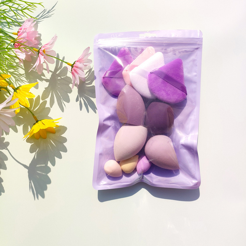Explosiones transfronterizas 11 piezas 7 piezas de huevos de belleza flocado polvo combinado bolsas de color no comer polvo, huevos de belleza húmedos y secos image 9