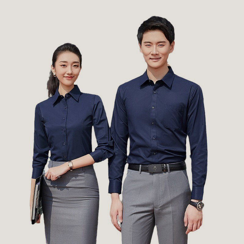 Professional shirt formal wear men's and women's same long sleeve slim white shirt car 4S shop teacher real estate work clothes Professional shirt formal wear men's and women's same long sleeve slim white shirt car 4S shop teacher real estate work clothes
