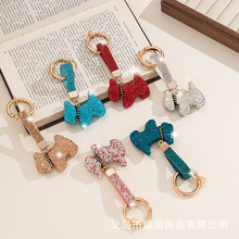 卡通满钻小狗狗钥匙扣镶钻高颜值情侣款时尚挂件摆摊小商品网红