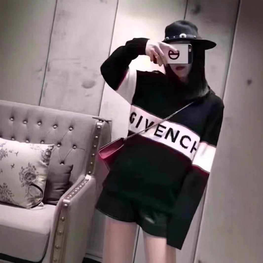 秋冬英文字母宽松中长款韩版长袖百搭打底针织套头毛衣