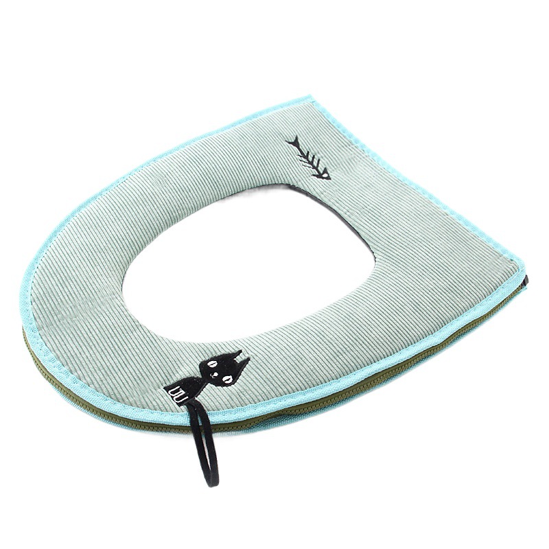 Cojín de asiento de inodoro portátil de gatito cubierta de asiento de inodoro engrosada cremallera cojín de asiento de inodoro con mango cojín de asiento de inodoro