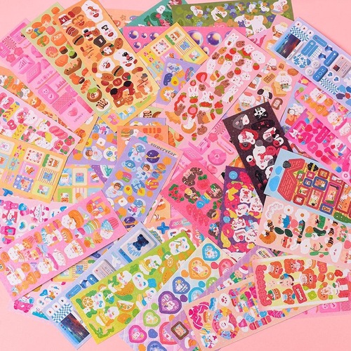 Korean version of handbook, non-repeating Gu card stickers, laser handbook, cartoon printing, PVC decorative stickers, wholesale card set