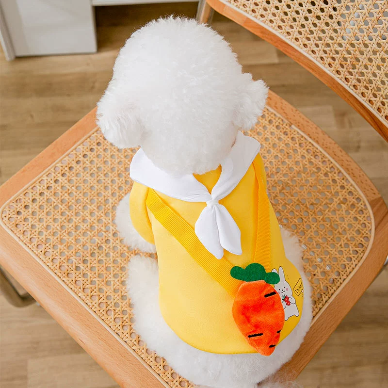 Весной и осенью маленькая собака ранец свитер Кошка маленькая собака двуногая одежда милый мультфильм галстук домашнее животное одежда оптом
