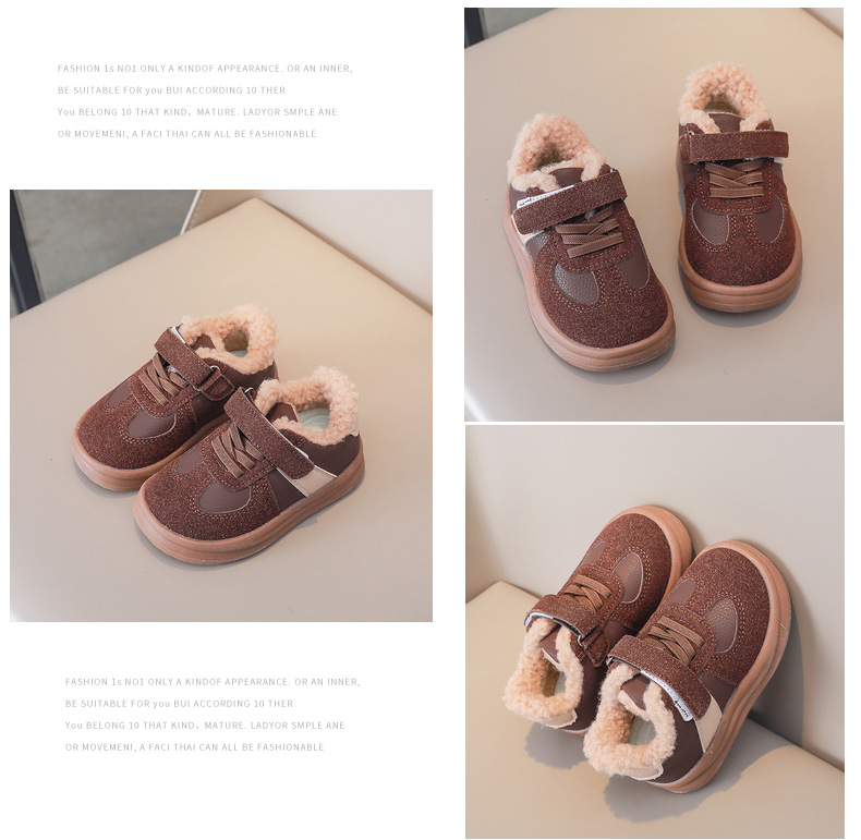 Children's Fleece Lined Sneakers Warm Winter Shoes For Kids_voghion.com