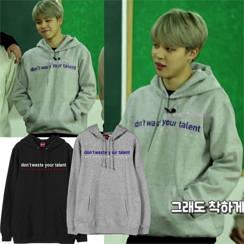 Bullet-proof Youth League JIMIN Pu Zhiyi same style loose Korean style men's and women's autumn and winter hooded fleece-lined sweater